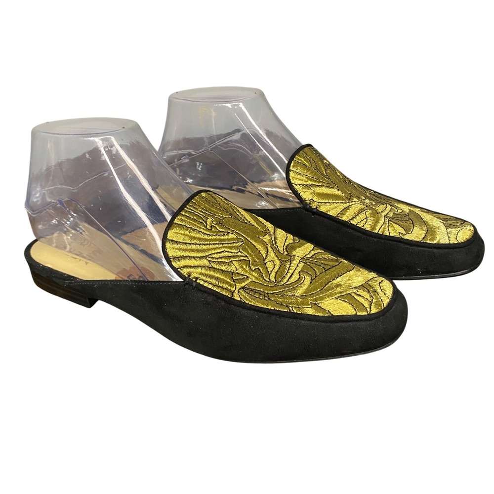 Naturalizer Gold Embroidered Floral‎ Jacquard Mule Slides Womens Size 8